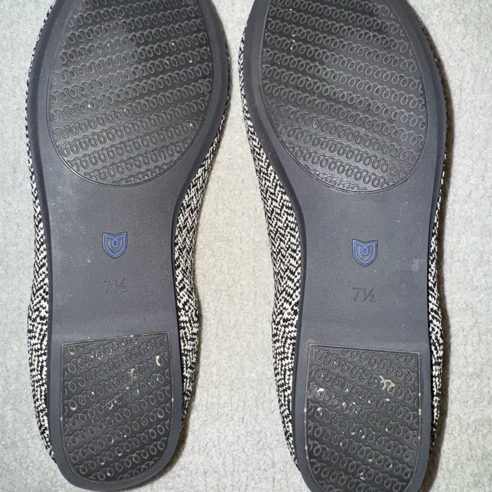 Rothy's Black and White Flats with Herringbone Pattern - Picture 3 of 5